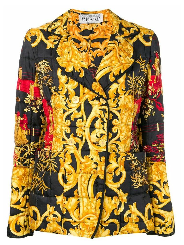 Gianfranco Ferré Pre-Owned Asian print quilted jacket - Yellow