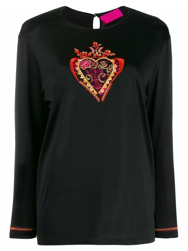 Christian Lacroix Pre-Owned embroidered heart t-shirt - Black