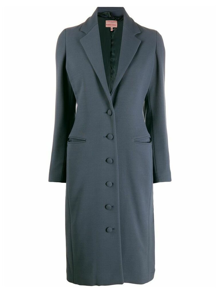 Romeo Gigli Pre-Owned 1996 fitted midi buttoned coat - Blue