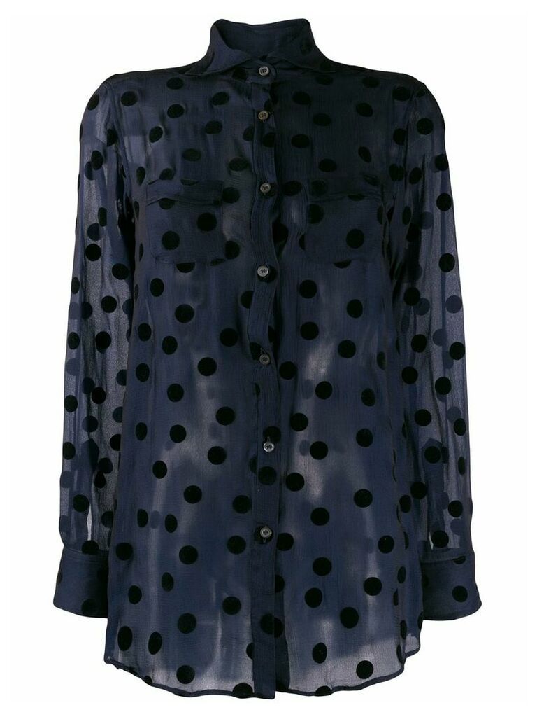 Romeo Gigli Pre-Owned 1990's polka dots sheer shirt - Blue
