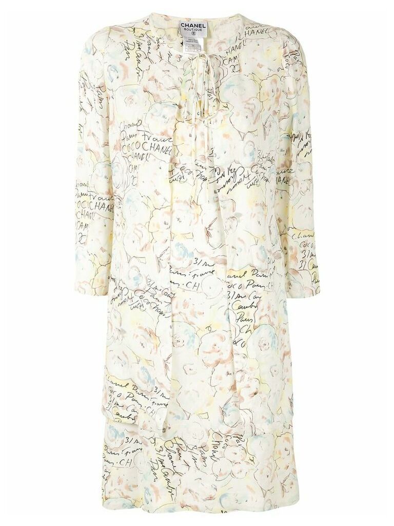 Chanel Pre-Owned scribble print dress suit - Yellow