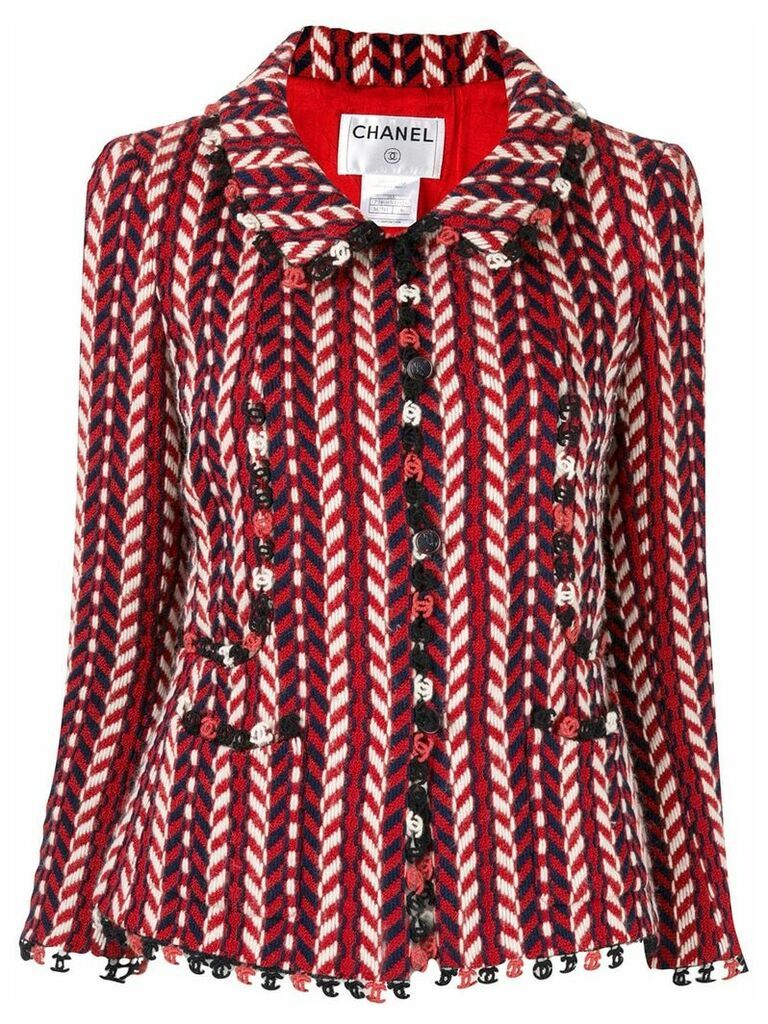 Chanel Pre-Owned chevron pattern jacket - Red