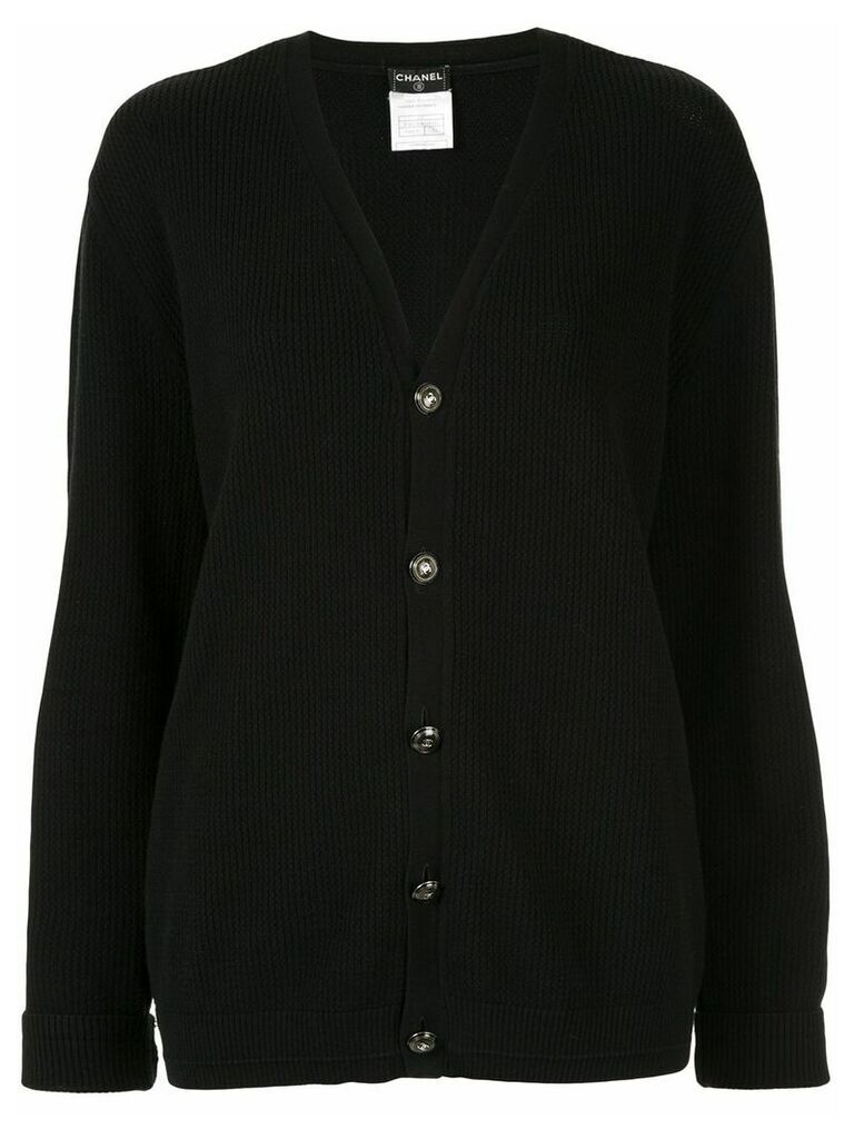 Chanel Pre-Owned textured relaxed cardigan - Black