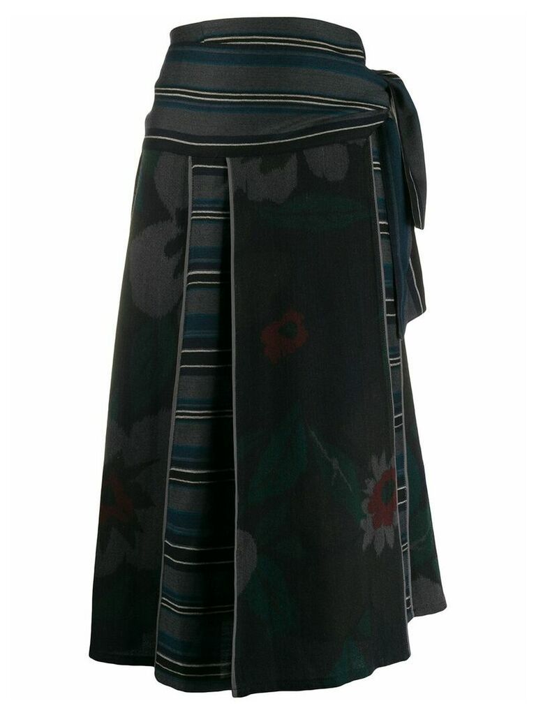 Kenzo Pre-Owned 1990s floral stripe skirt - Blue