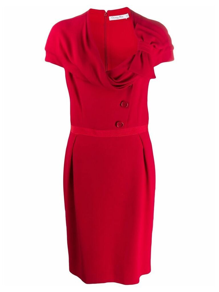 Christian Dior 1990s pre-owned draped neck dress - Red