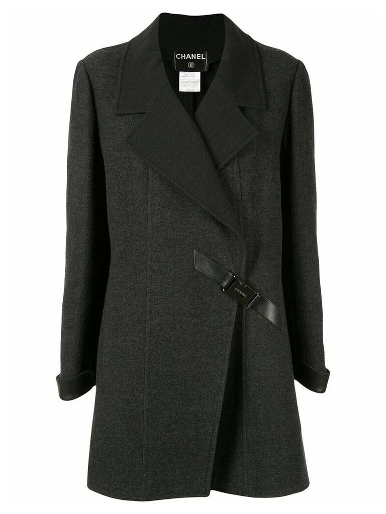 Chanel Pre-Owned diagonal buckle coat - Grey