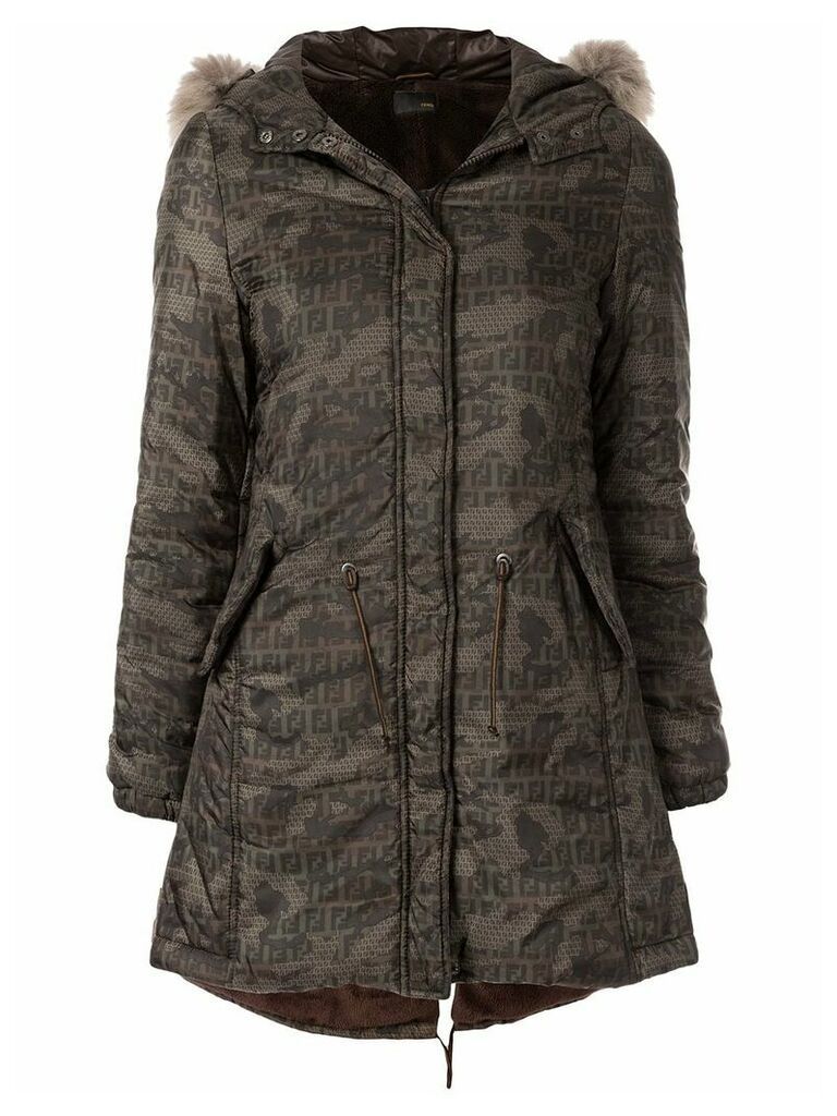 Fendi Pre-Owned logo camouflage coat - Brown
