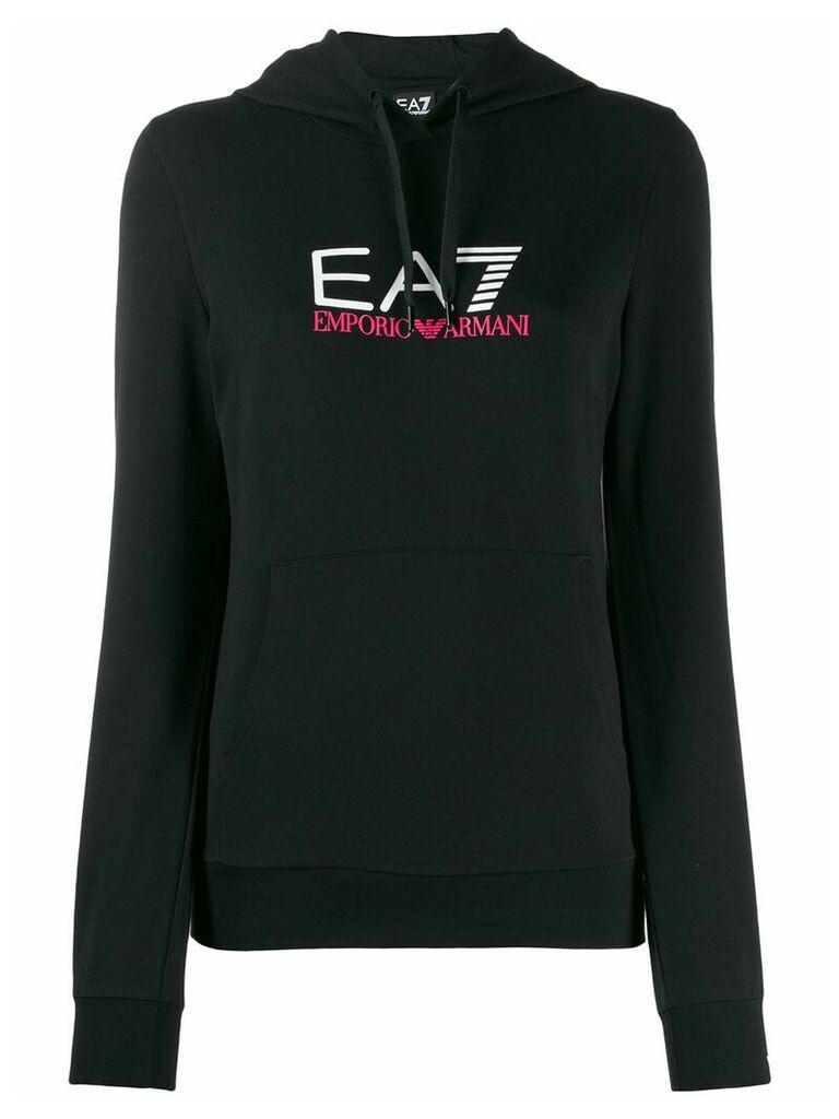 Ea7 Emporio Armani logo printed hoodie - Black