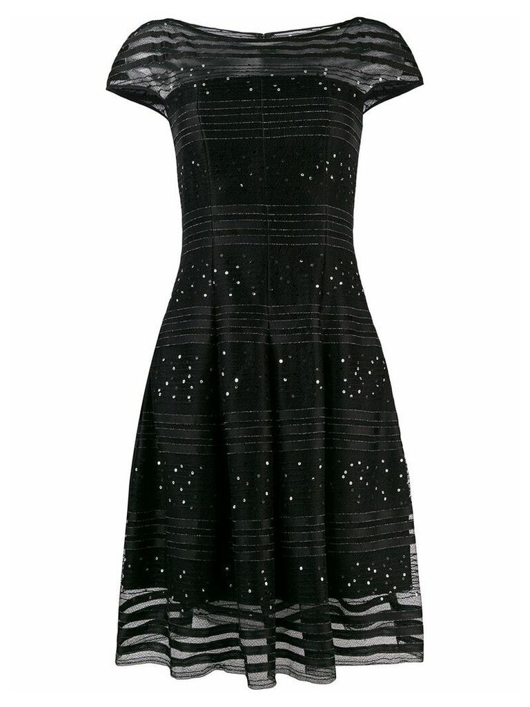 Talbot Runhof sequined lace flared dress - Black