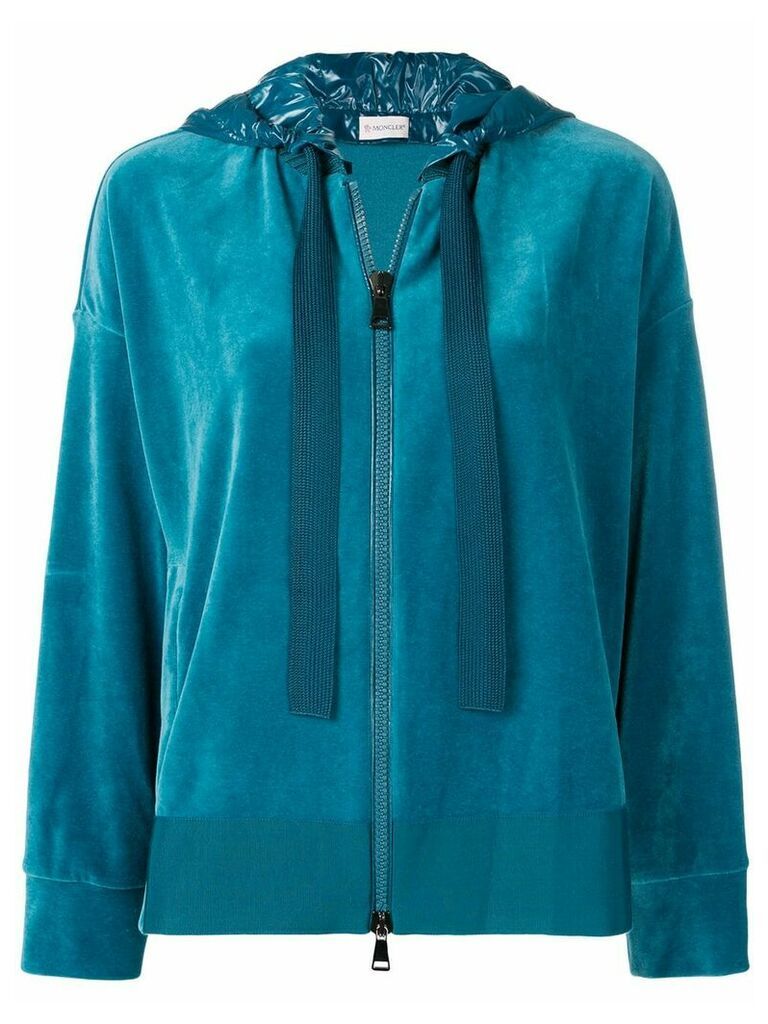 Moncler zipped hooded sweatshirt - Blue