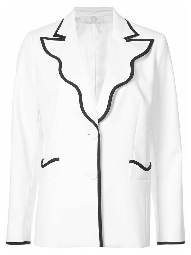 Sara Battaglia contrast-trim fitted blazer - White