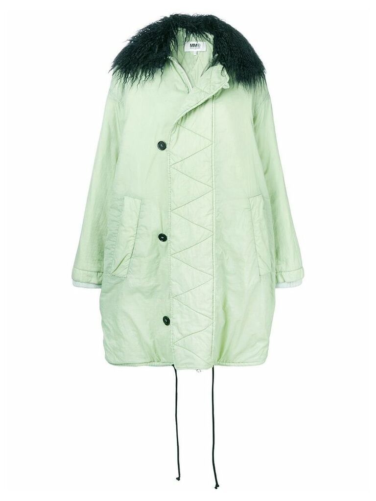MM6 Maison Margiela shearling collar oversized coat - Green