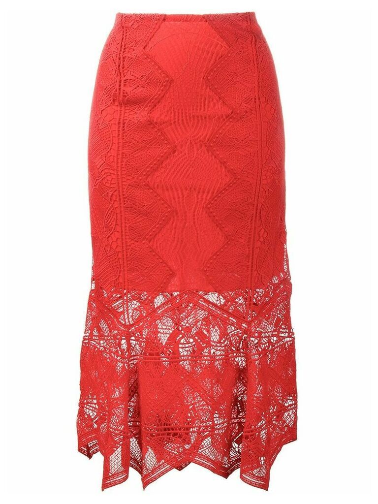 Jonathan Simkhai lace mid-length skirt - Red