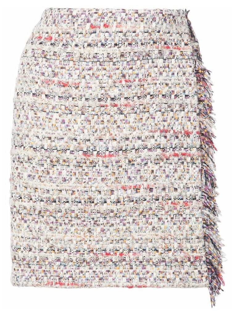 Adam Lippes tweed mini wrap skirt - White