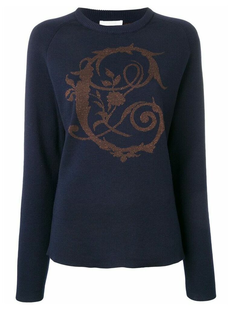 Chloé baroque lurex intarsia sweater - Blue
