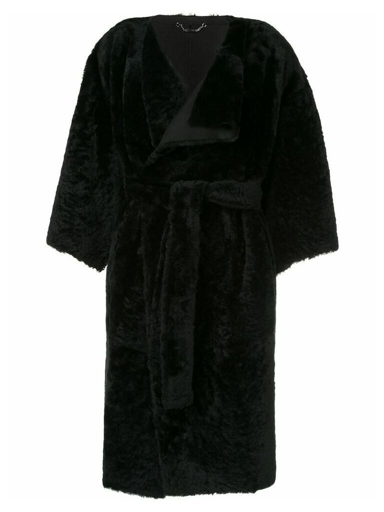 Fendi oversized sleeve wrap coat - Black