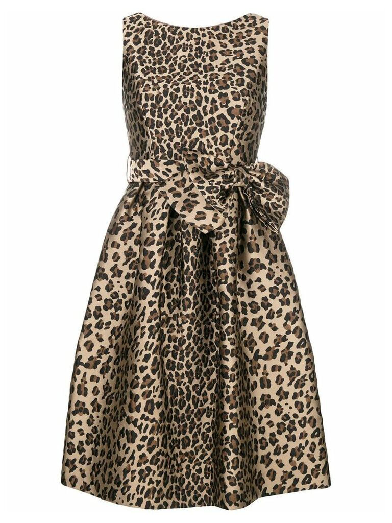 P.A.R.O.S.H. bow detail leopard print dress - Brown