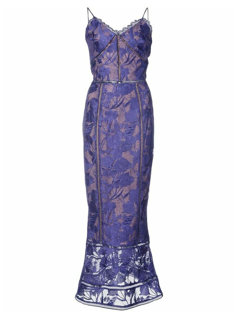 Marchesa Notte embroidered dress - Blue