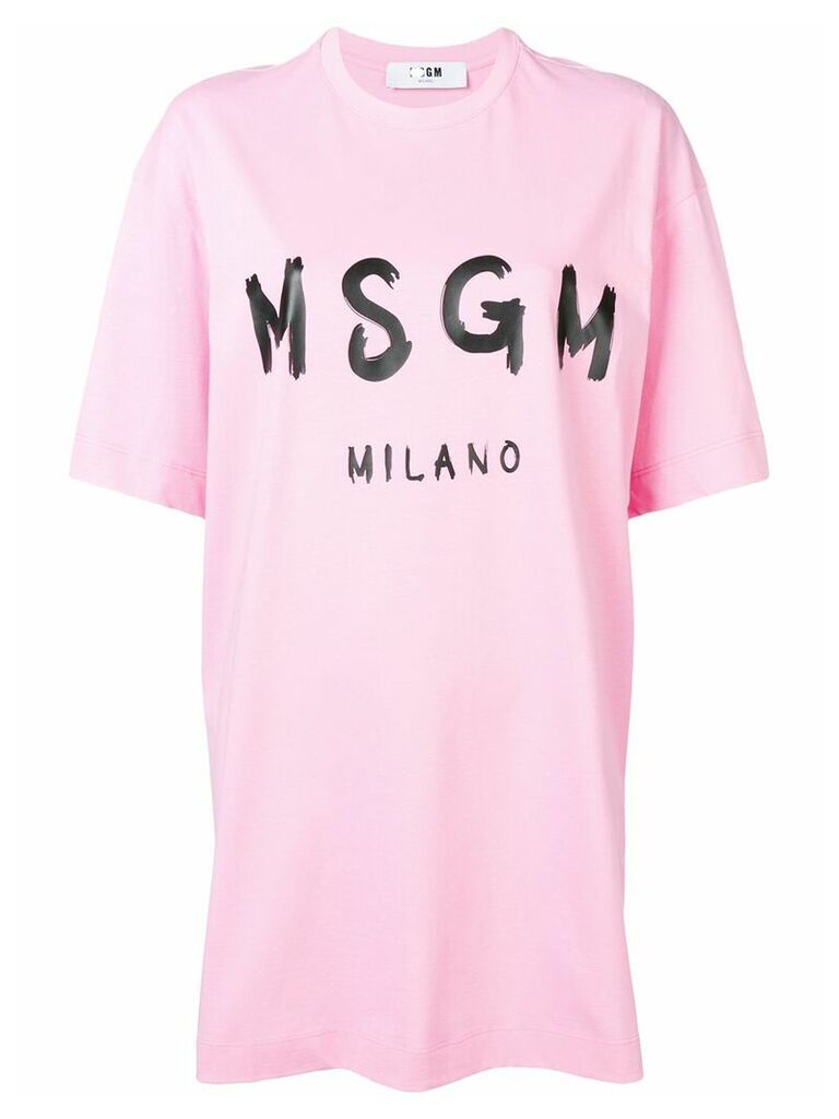 MSGM logo print T-shirt dress - PINK