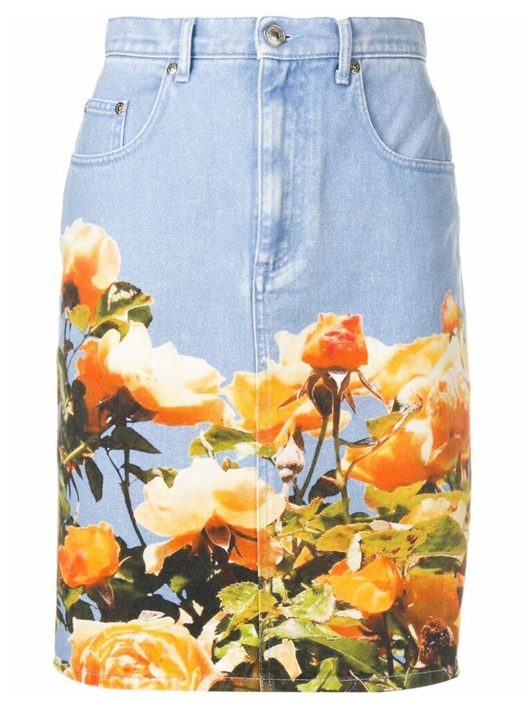 MSGM floral print denim skirt - Blue