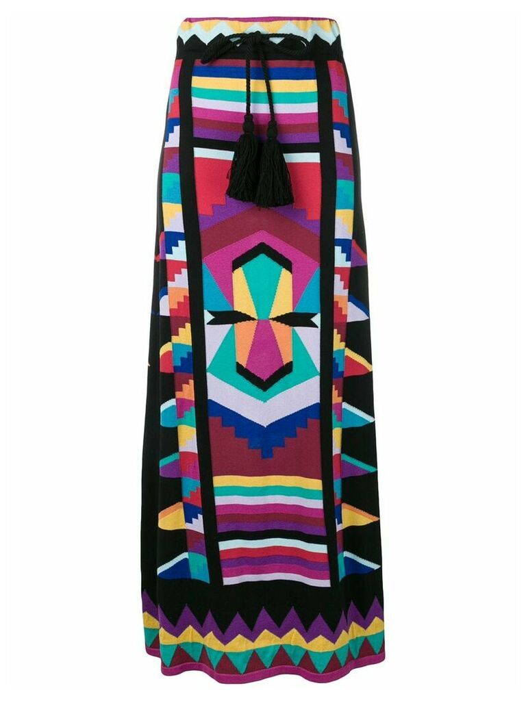 Laneus geometric colour-block maxi skirt - Black