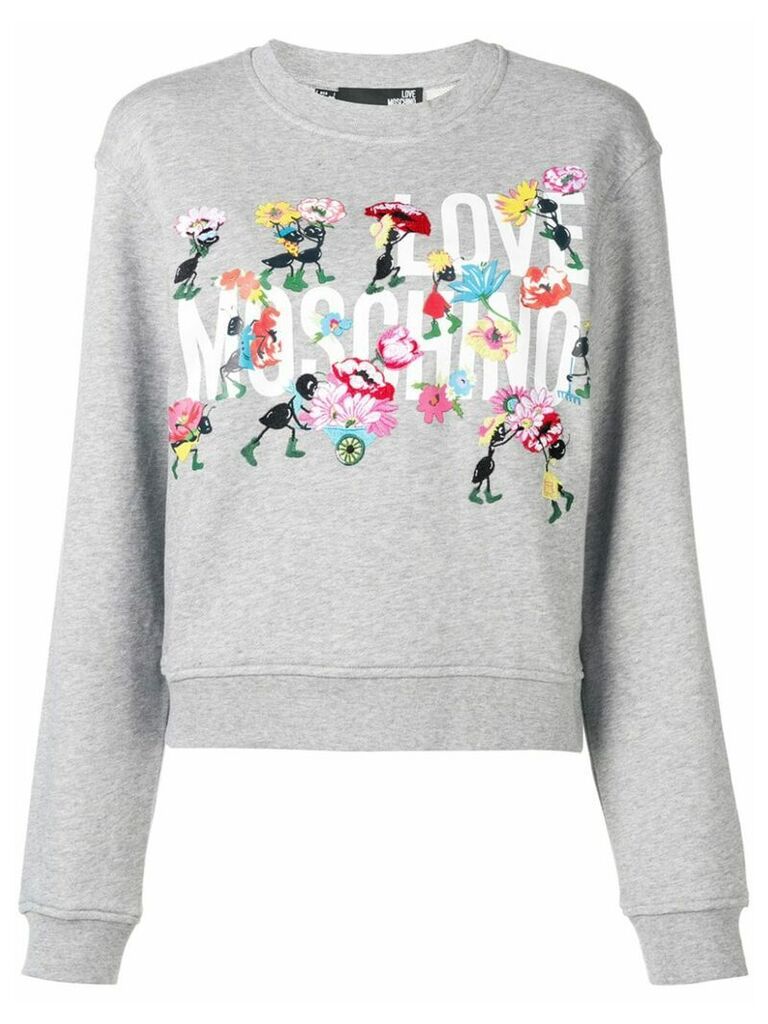 Love Moschino floral logo sweatshirt - Grey