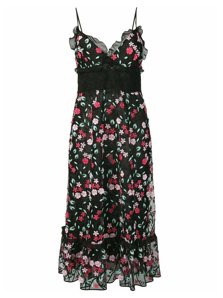 Giamba floral embroidered dress - Black