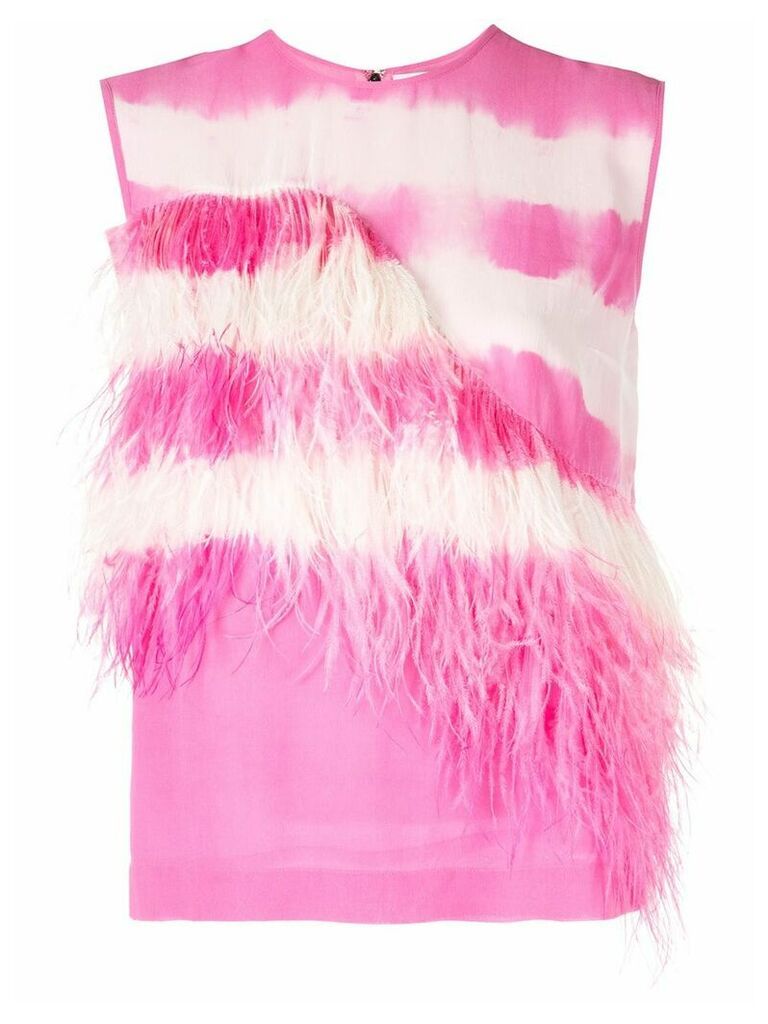 MSGM feather embellished top - PINK