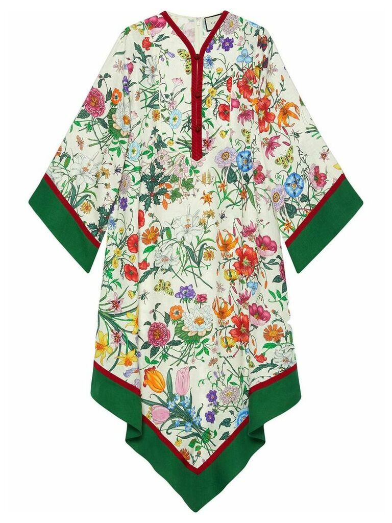 Gucci Kimono style dress with Flora print - NEUTRALS