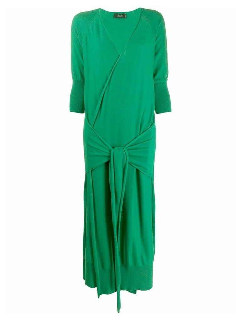 Maison Flaneur wrap style knitted dress - Green
