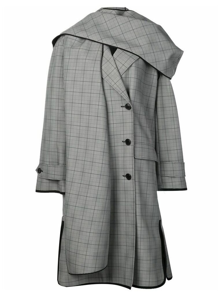 Nina Ricci asymmetric plaid trench coat - Grey