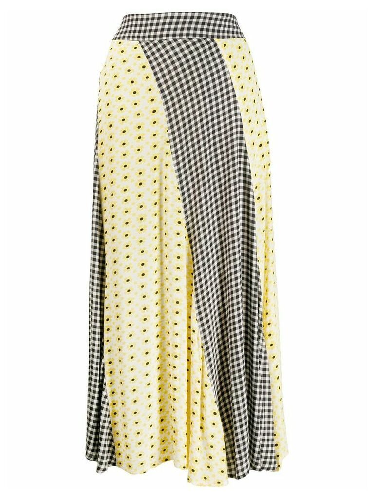 GANNI paneled skirt - Yellow