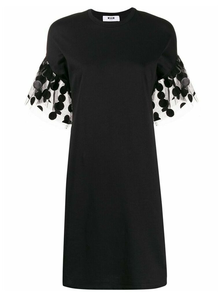 MSGM polka-dot sleeve detail T-shirt dress - Black