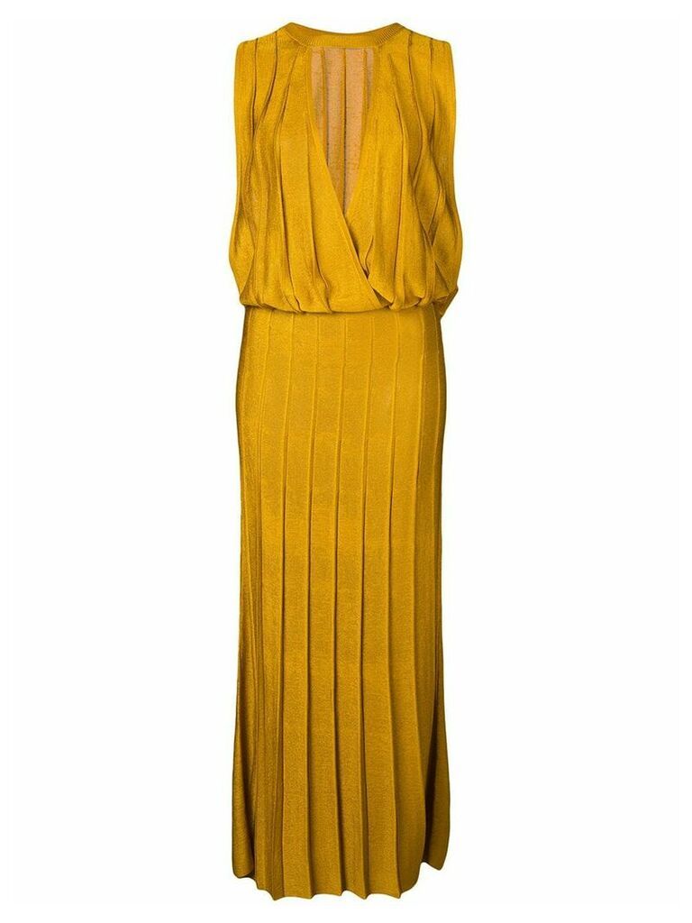 Cushnie sleeveless pleated midi dress - Yellow