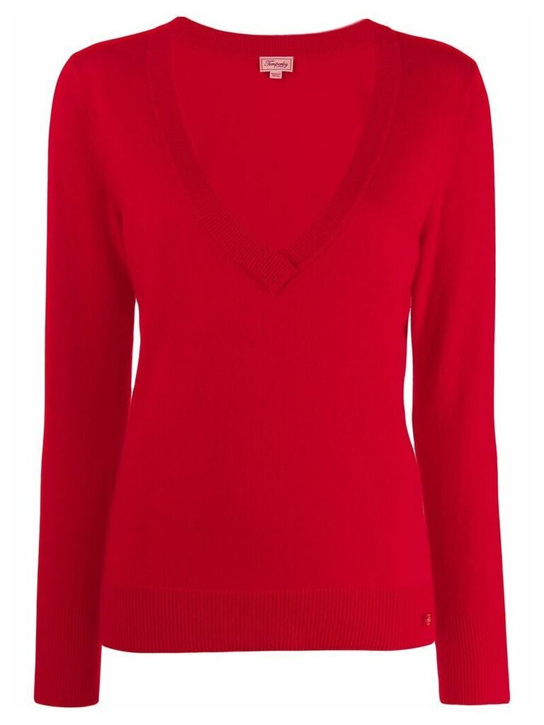 Temperley London ribbed V-neck top - Red