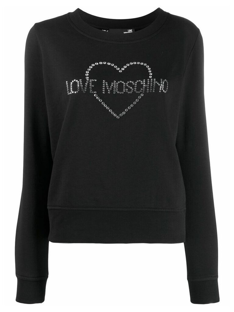 Love Moschino crystal embellished logo jumper - Black