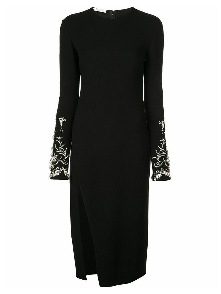 Oscar de la Renta crystal embellished sleeve dress - Black