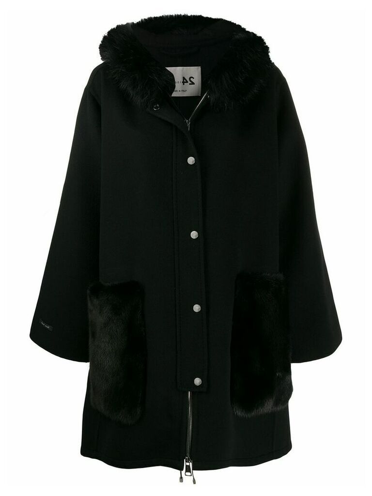 Manzoni 24 textured hooded coat - Black