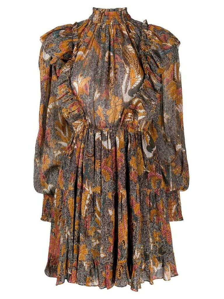 Ulla Johnson printed ruffle dress - Brown