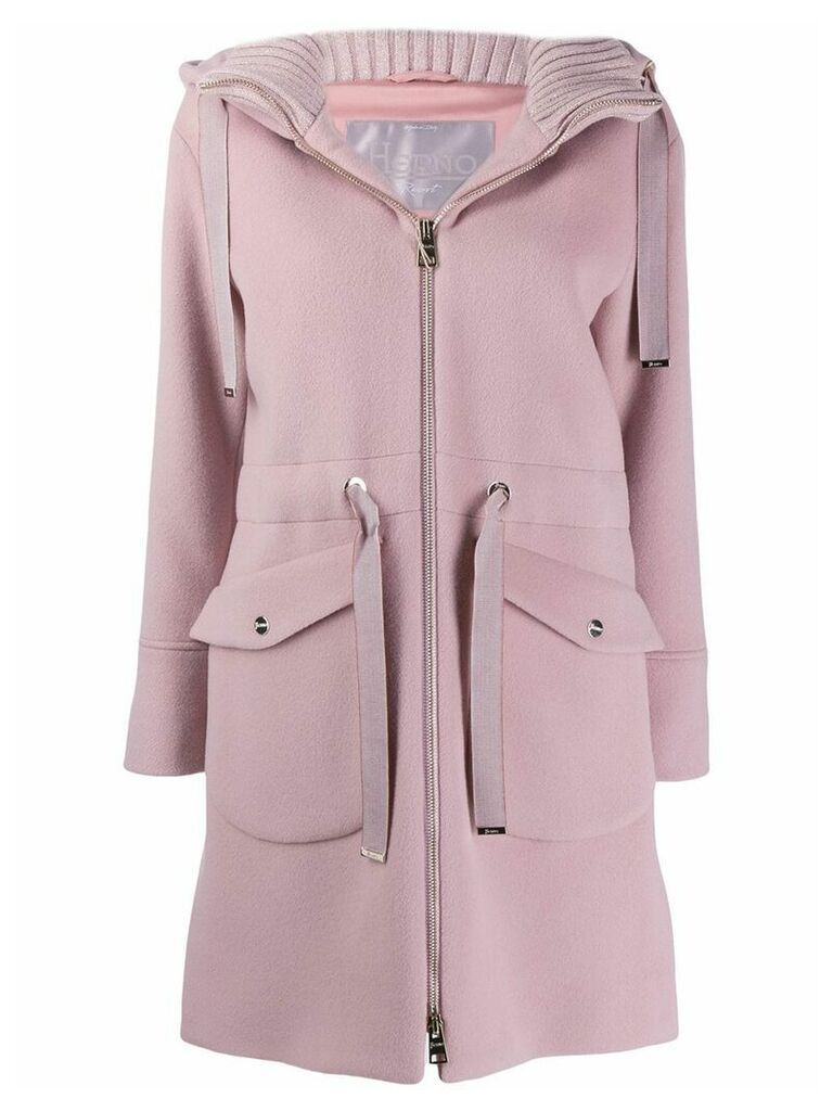 Herno hooded zip-up coat - PINK