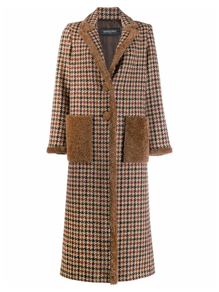 Simonetta Ravizza Oleandro double breasted coat with shearling piping