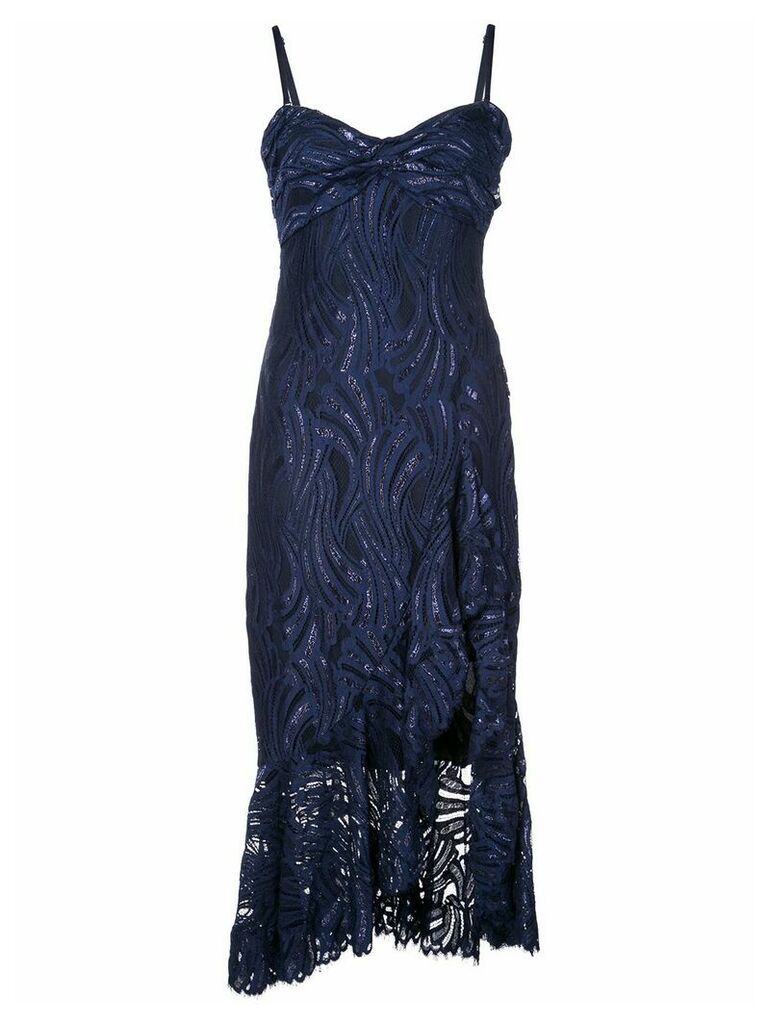Jonathan Simkhai metallic lace bustier ruffle dress - Blue