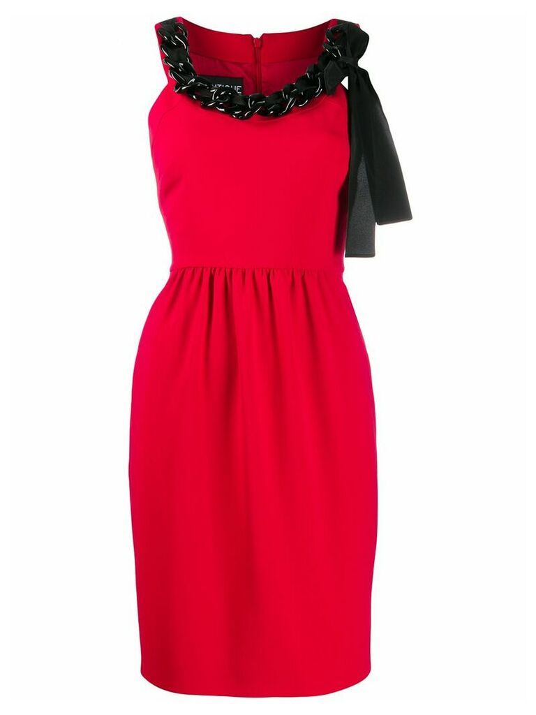 Boutique Moschino chain-embellished crepe dress - Red