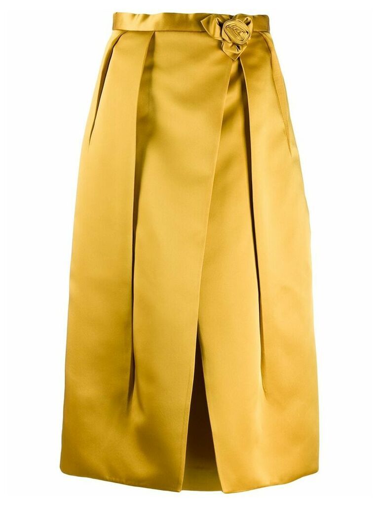 Prada rose motif pleated skirt - Yellow