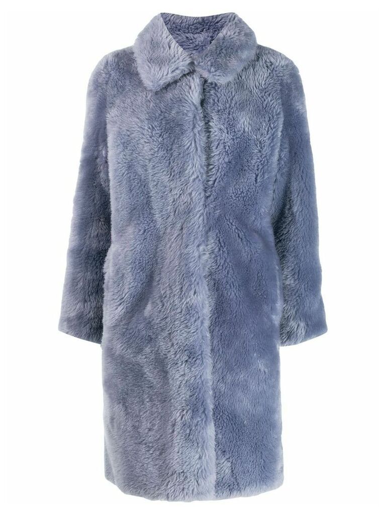 Yves Salomon Meteo fur-trimmed wool coat - Blue
