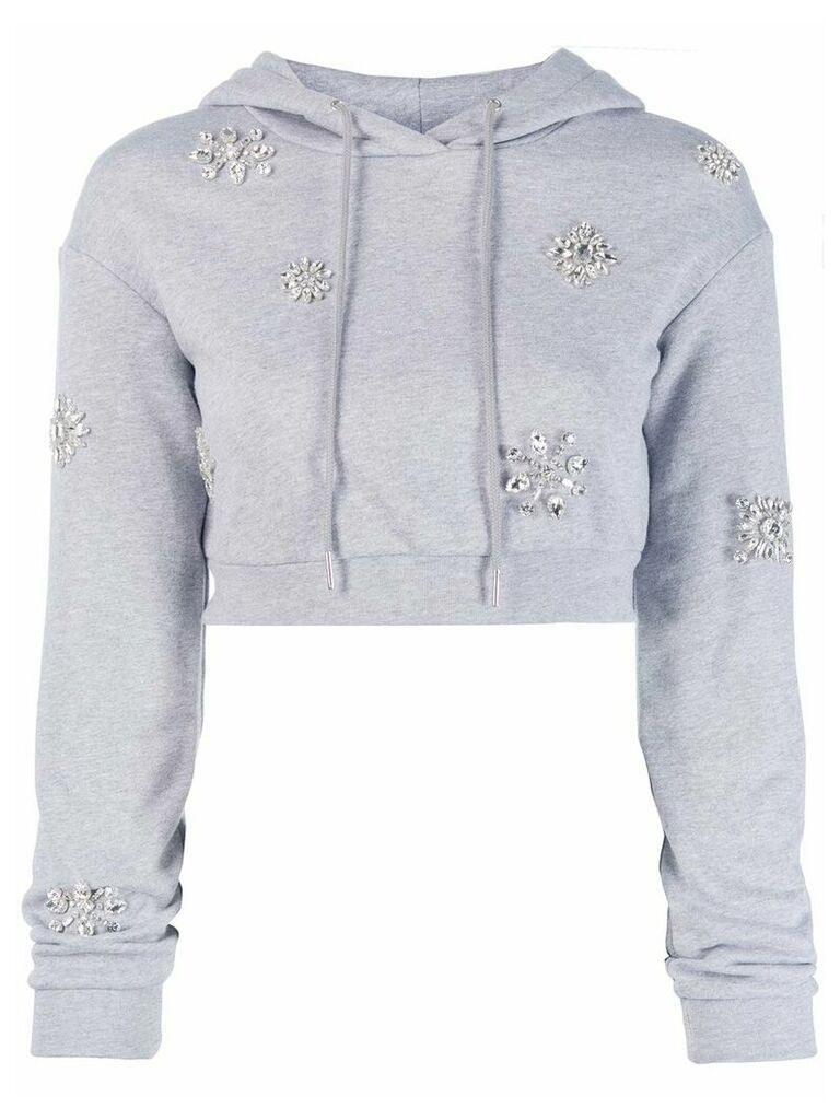 AREA embellished cropped hoodie - Grey