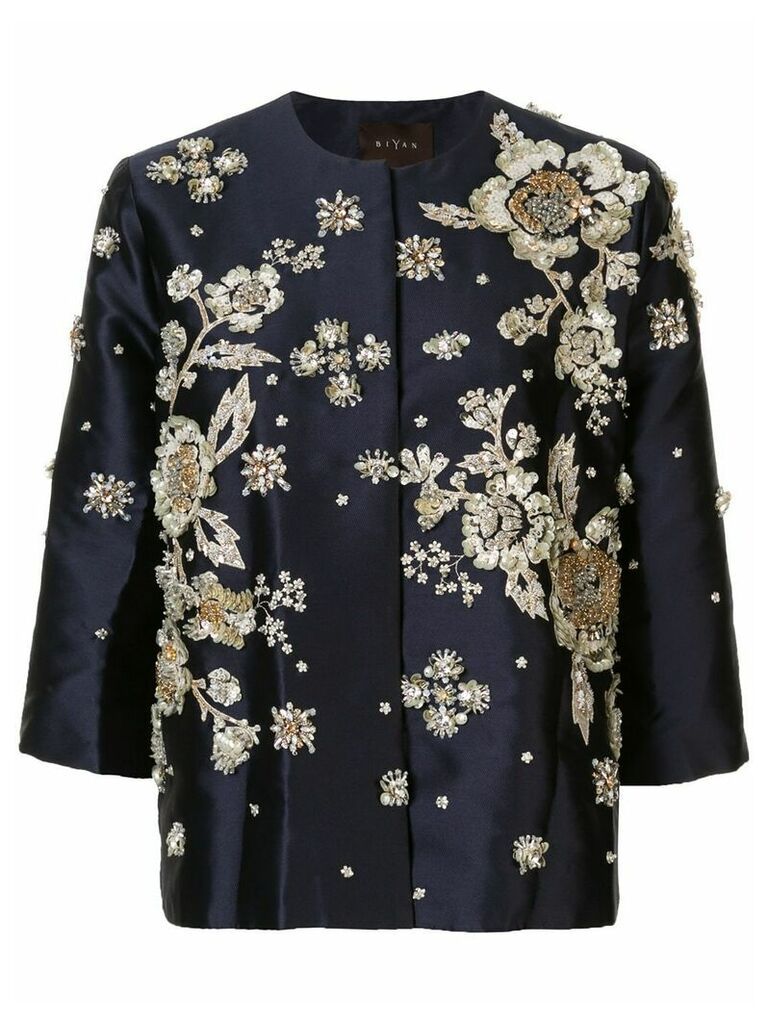 Biyan embellished floral jacket - Blue