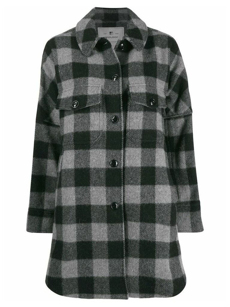 Woolrich check single-breasted coat - Grey
