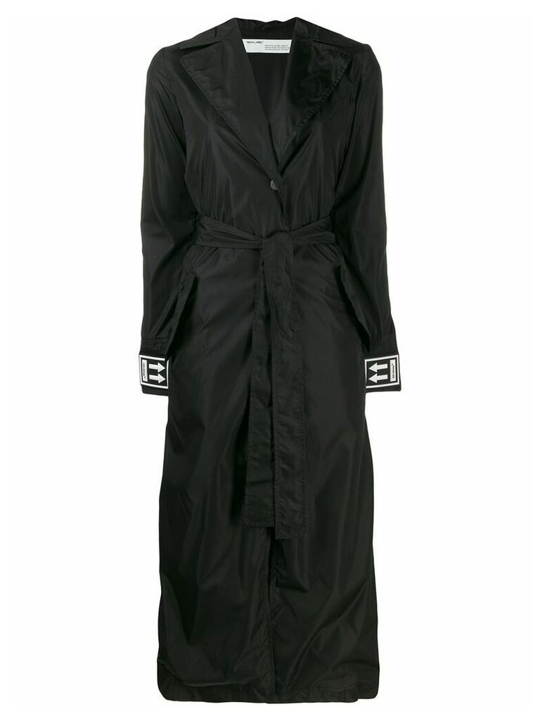 Off-White cuff logo belted trench coat - Black