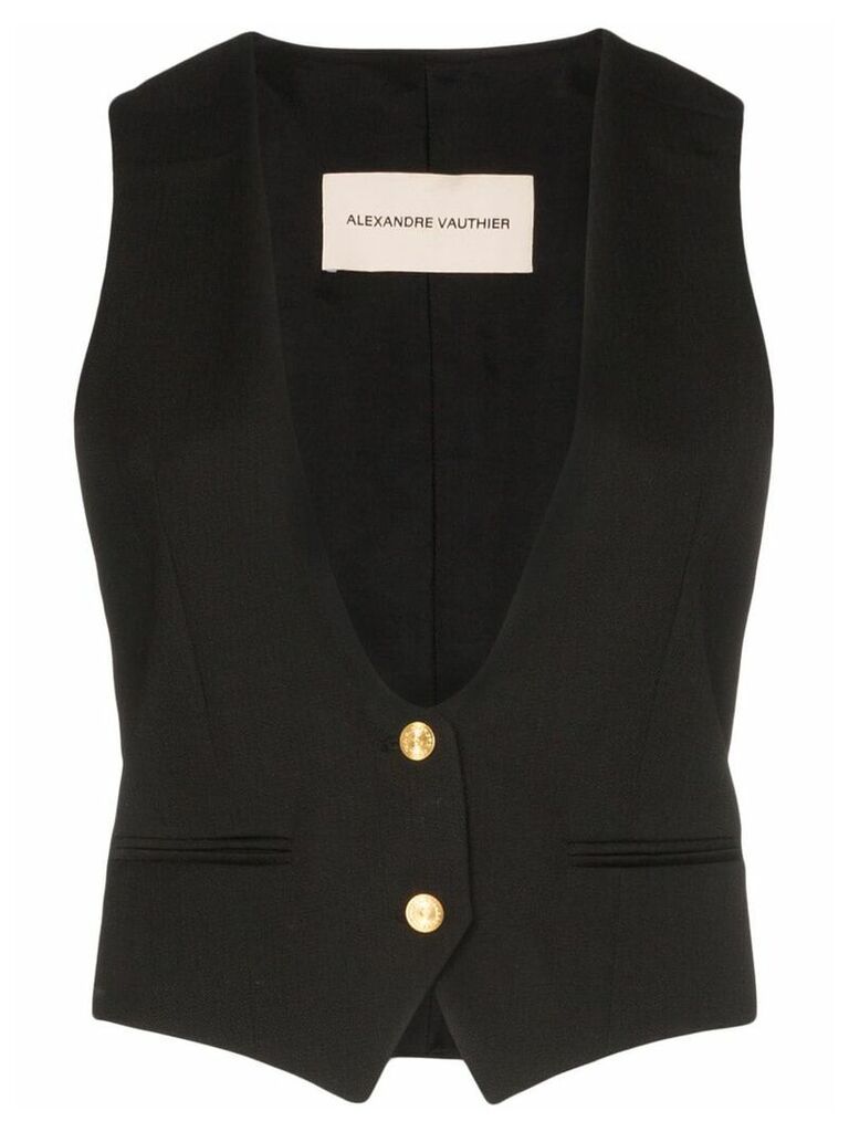 Alexandre Vauthier collarless button-down waistcoat - Black